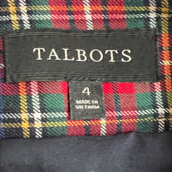 Talbots Tartan Plaid Midi Skirt ALine Blue Red Gr Wool Blend Holiday 4 SOOL - Picture 7 of 9